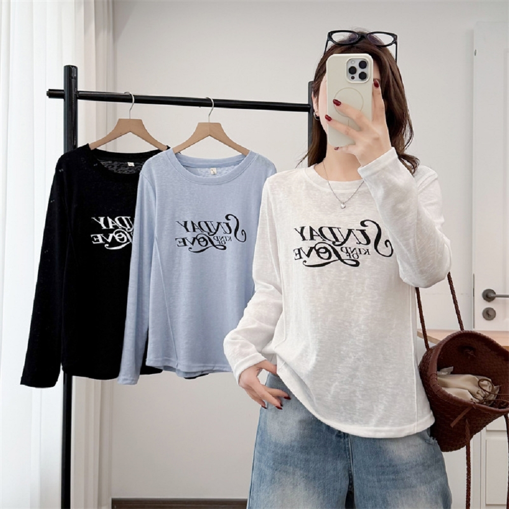 【ASister 小姊姊】AS2417#女裝｜上衣☆春秋長袖Plus+中大尺碼*SUNDAY*T恤(3色 XL-4XL)