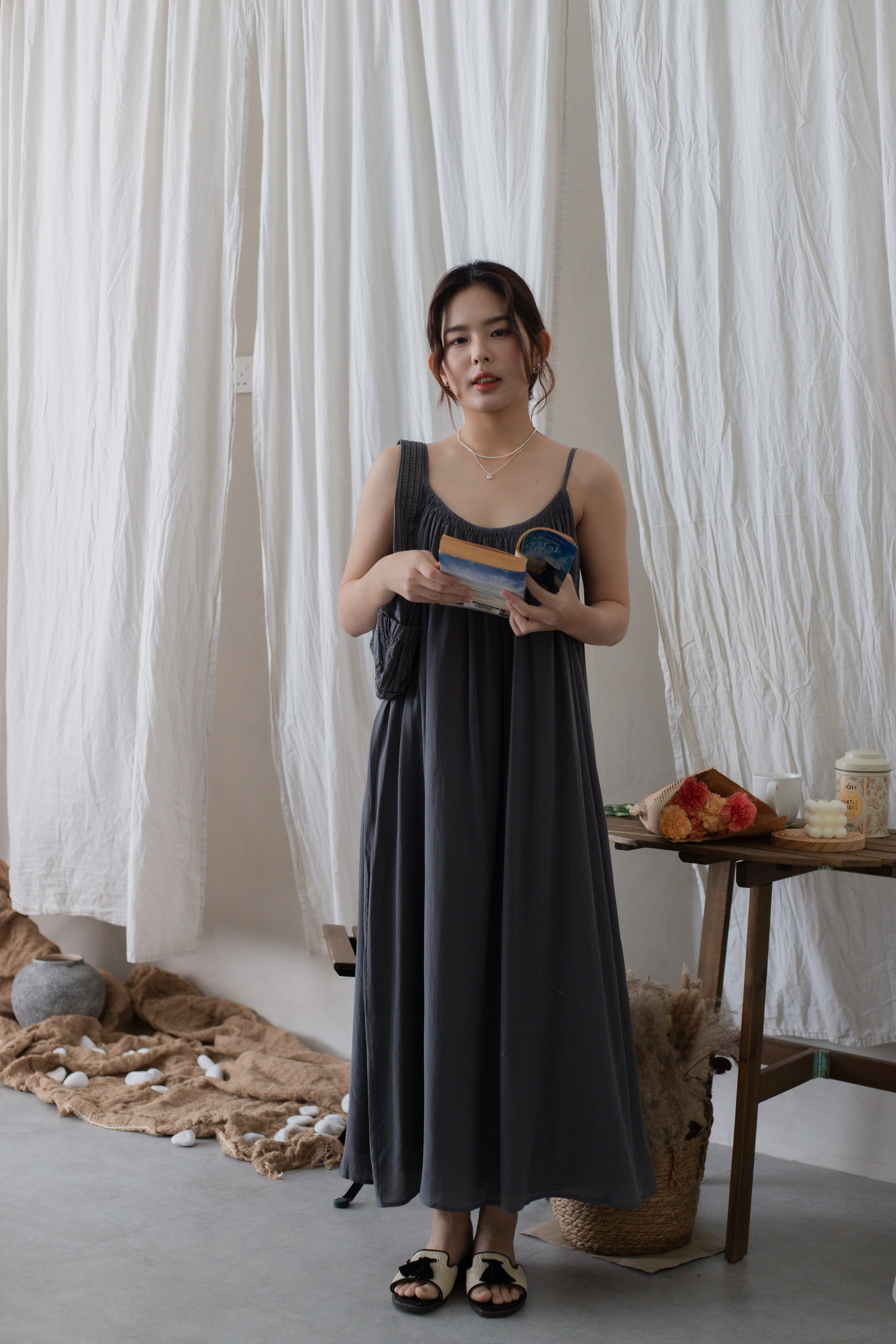 Billie Shirred Dress Grey -2716DLGRY