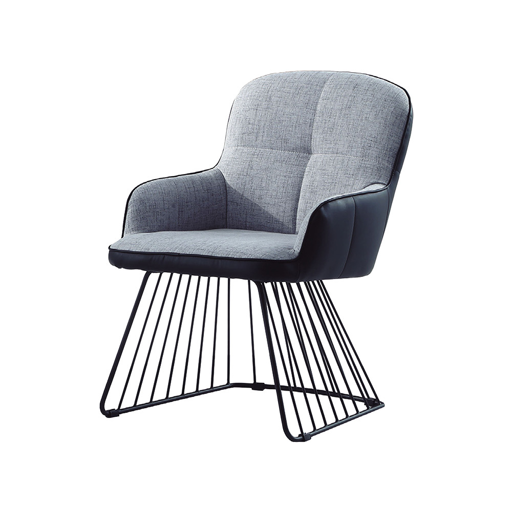 柏蒂家居-肯特灰色布面扶手餐椅/休閒洽談椅-二入組合