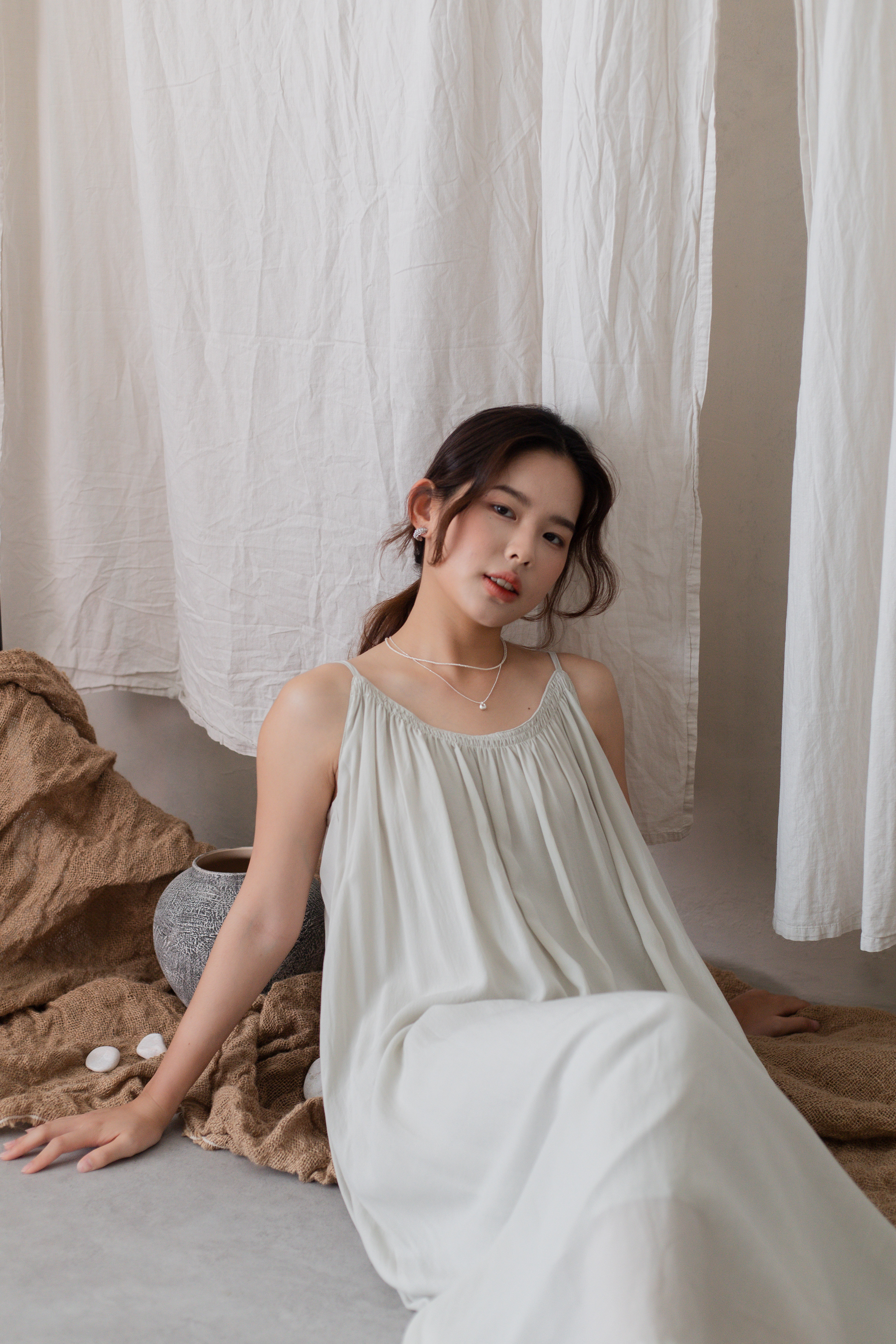 Billie Shirred Dress Beige -2716DLBEI