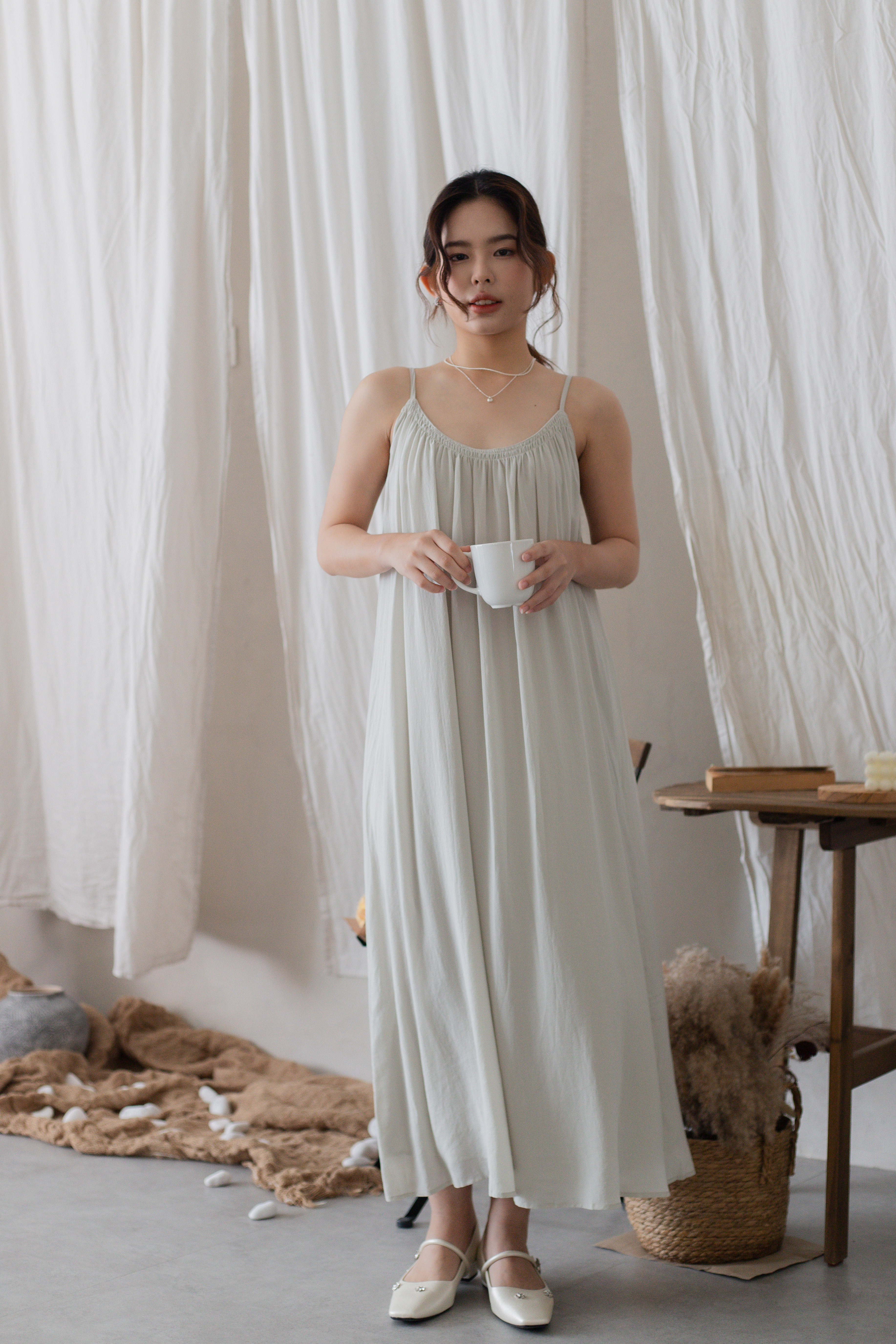 Billie Shirred Dress Beige -2716DLBEI