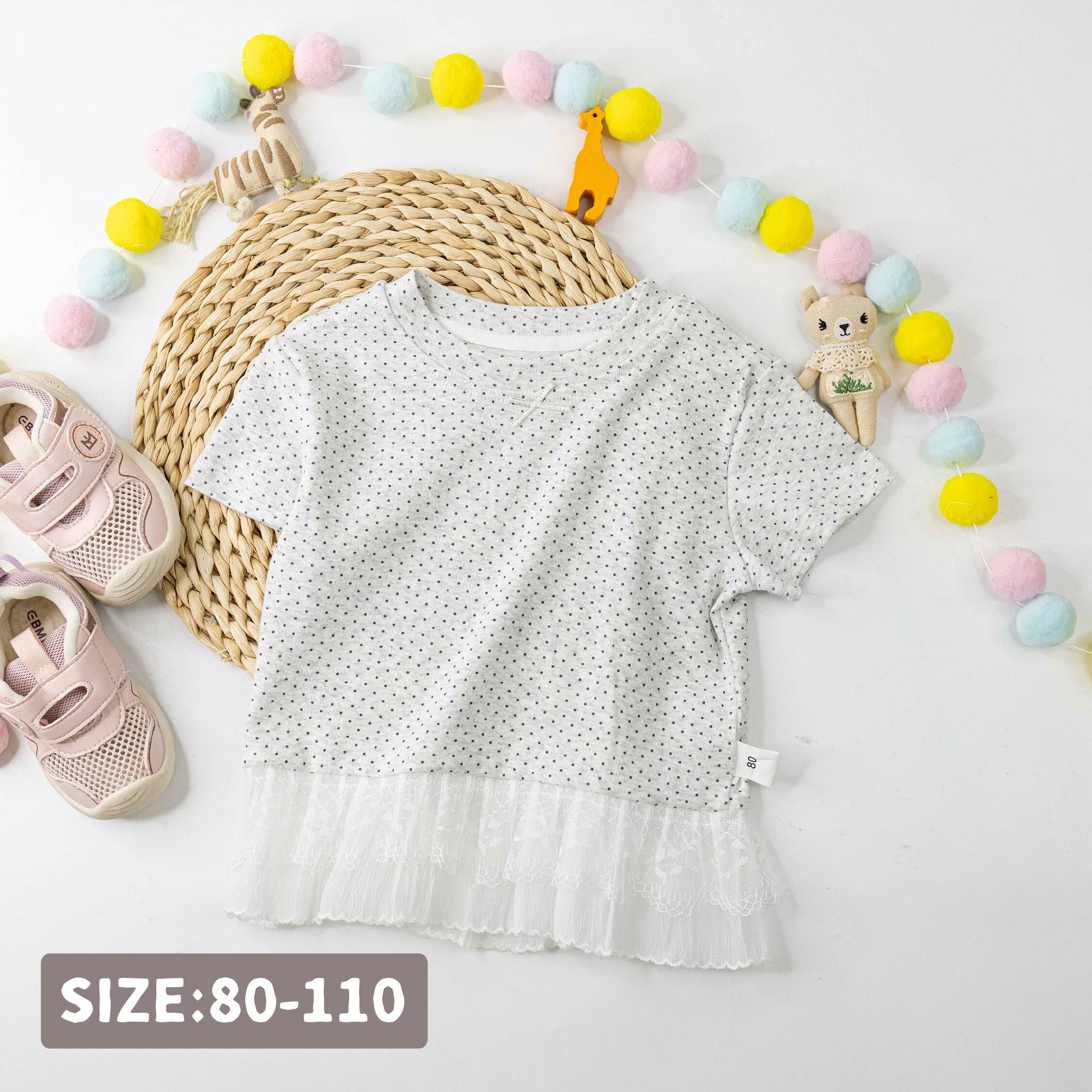 氣質點點蕾絲拼接上衣 (H60062)