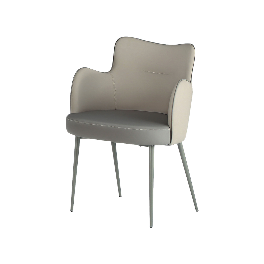 柏蒂家居-莎爾米灰色皮革扶手餐椅/休閒洽談椅-四入組合