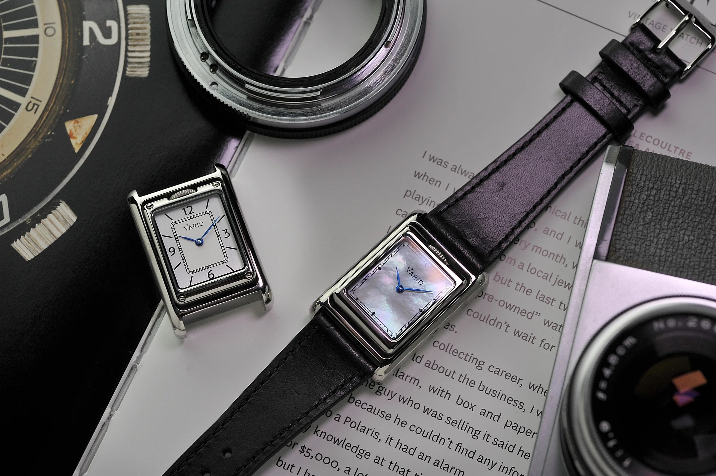 VERSA Reversible Dual Time Silver-White MoP Watch