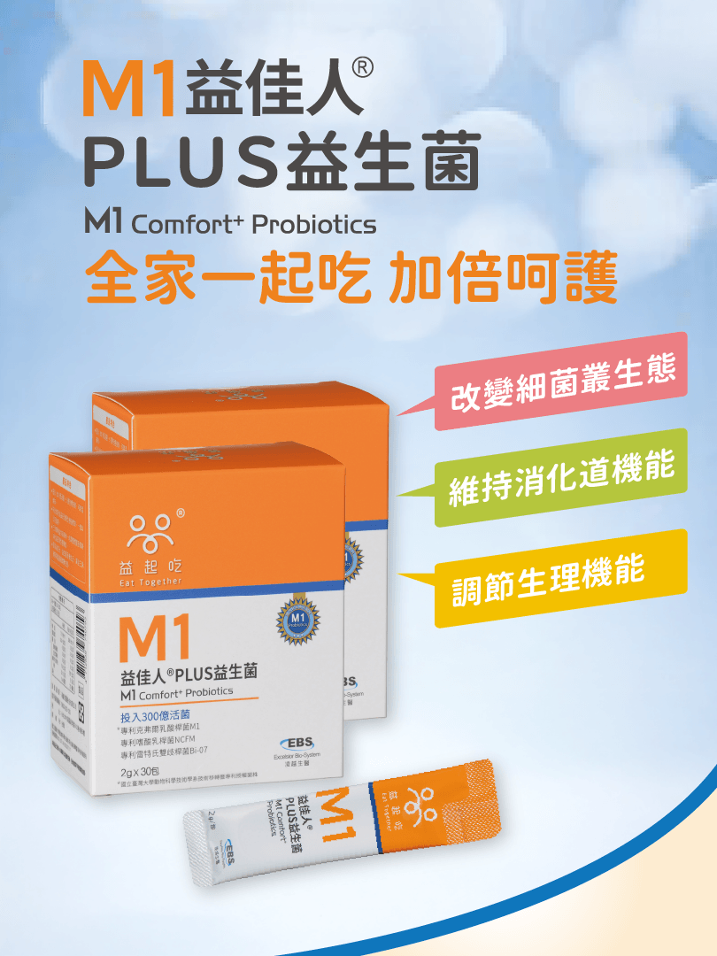 凌越生醫 × 正當冰專屬益佳人團購賣場｜M1益佳人®PLUS益生菌 2盒裝/60包入