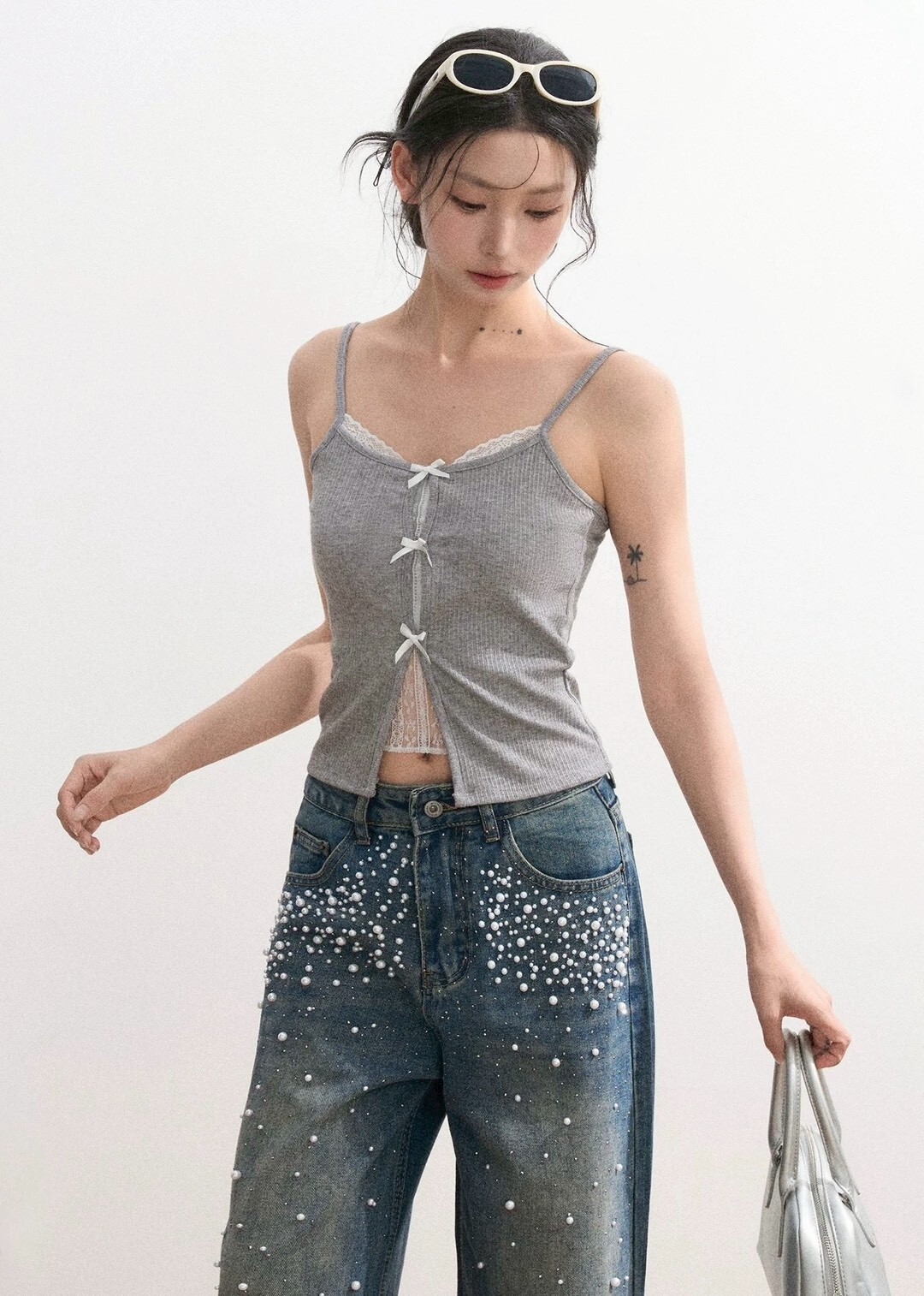 內裡蕾絲蝴蝶結棉質背心