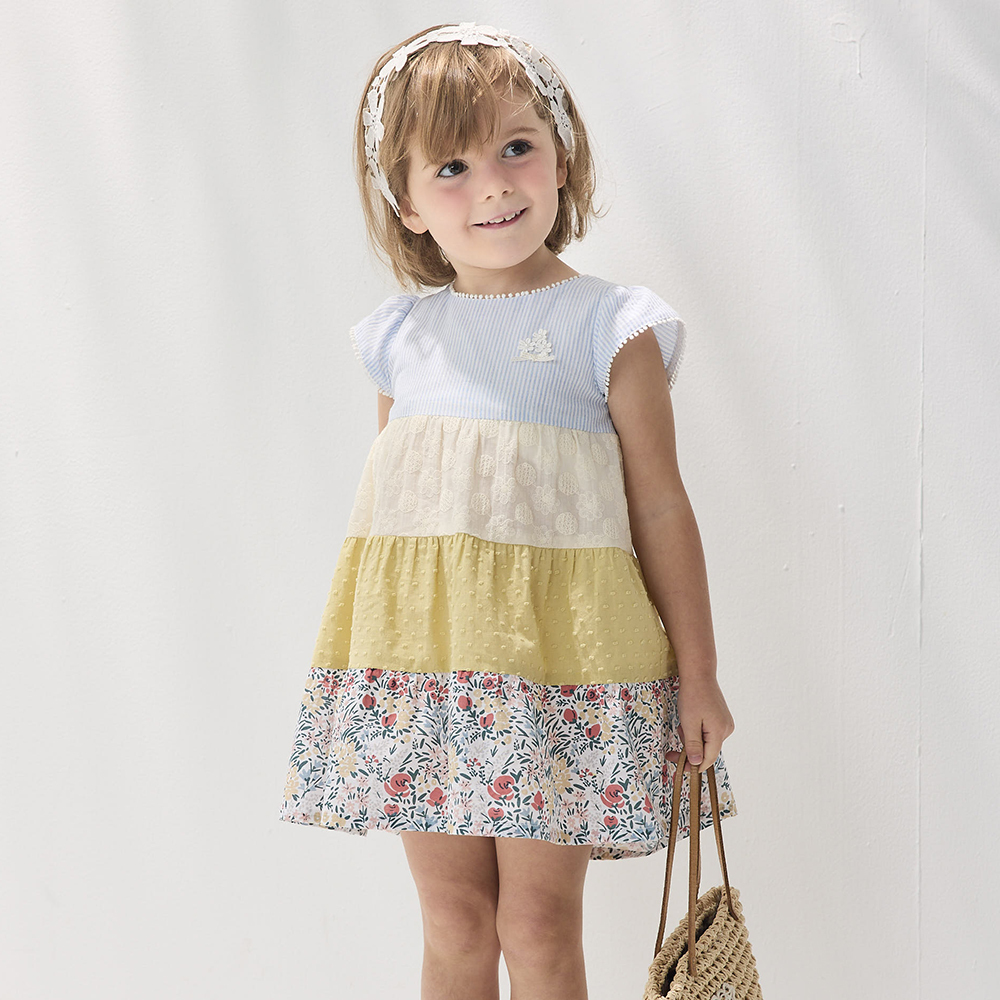 PIPPY 華麗蛋糕漸層剪接氣質洋裝 黃