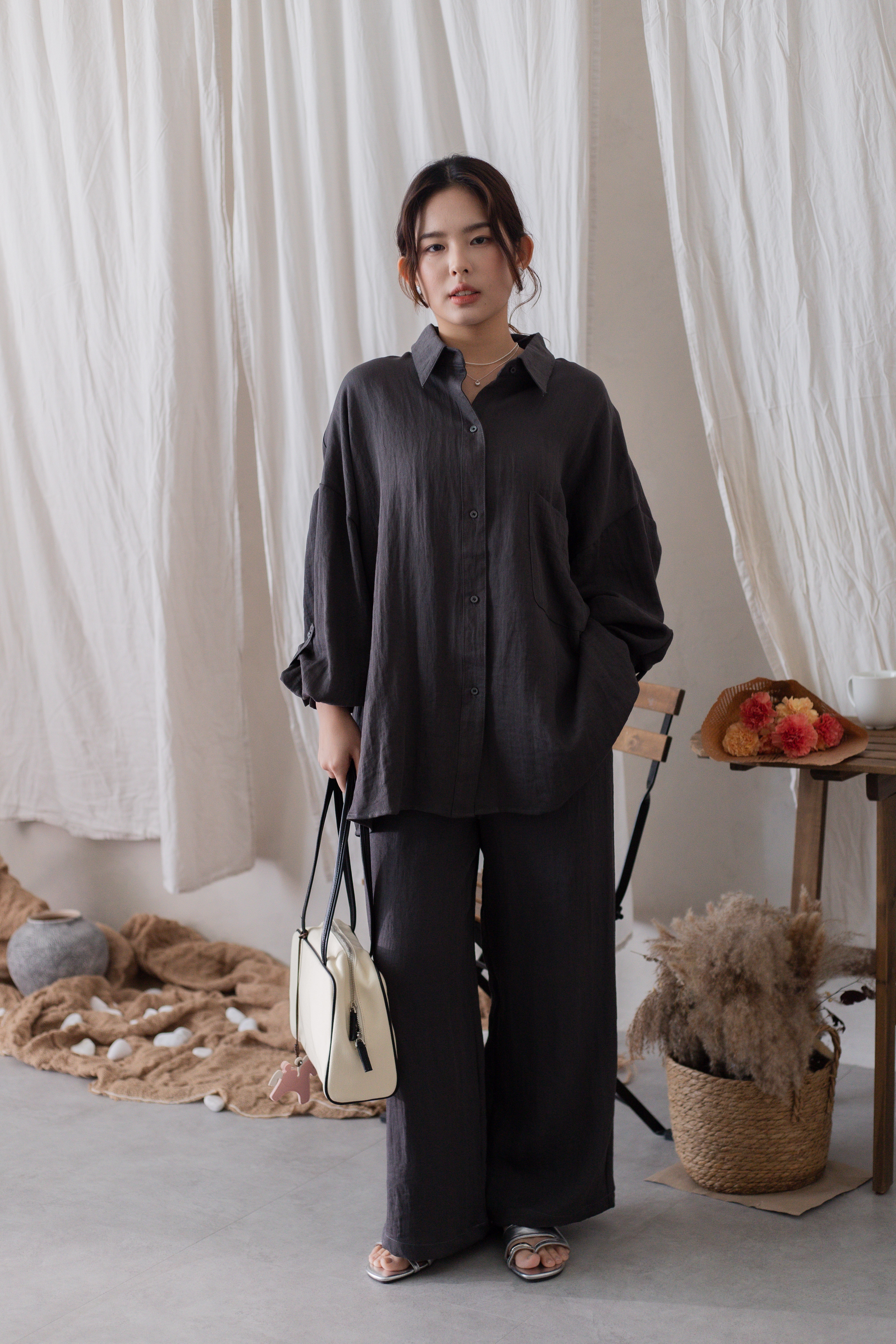 Bryne Relaxed Shirt Grey -2700BLGRY