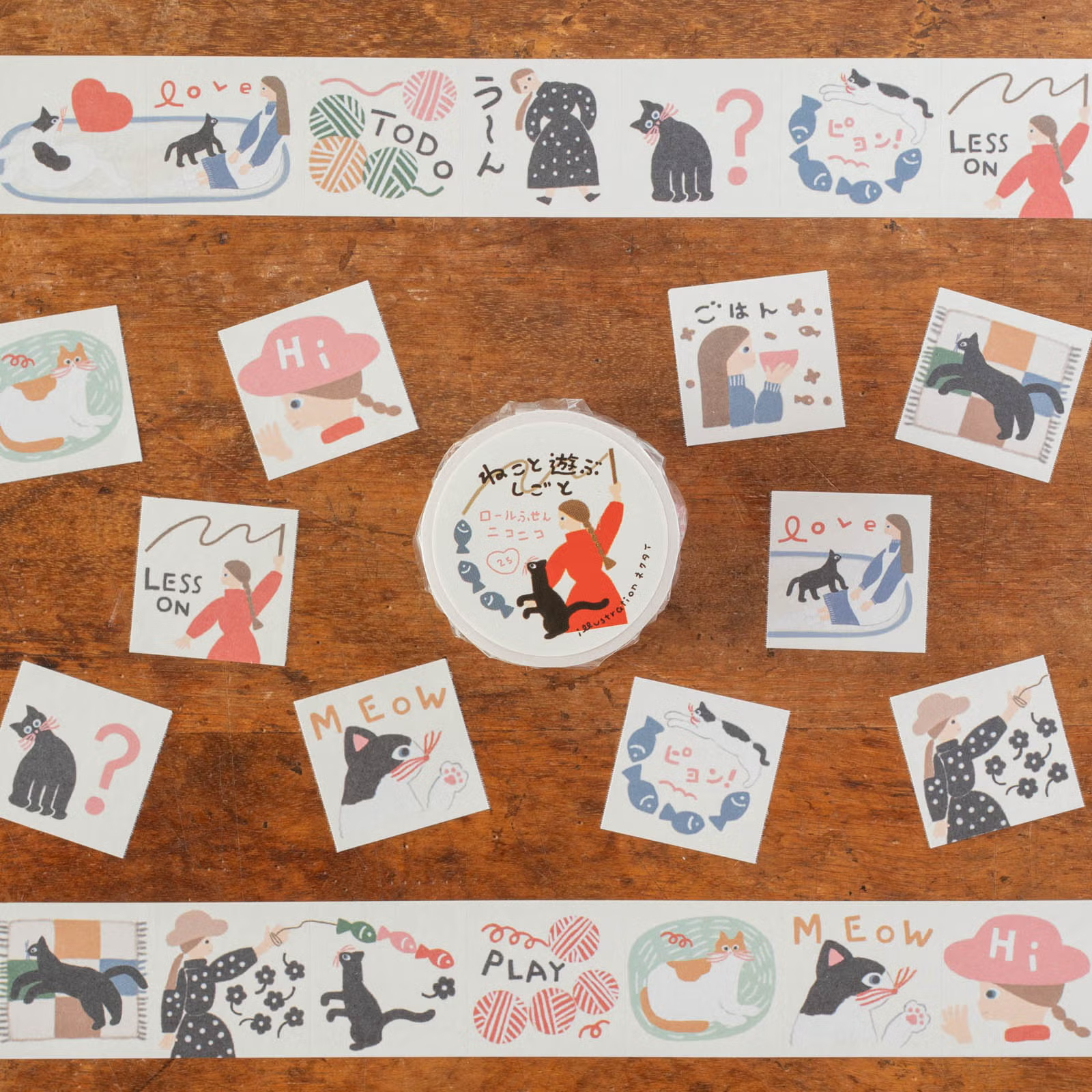 小方形 捲式便利貼 | ネクタイ「逗貓時間」 / 手紙社 / JAPAN