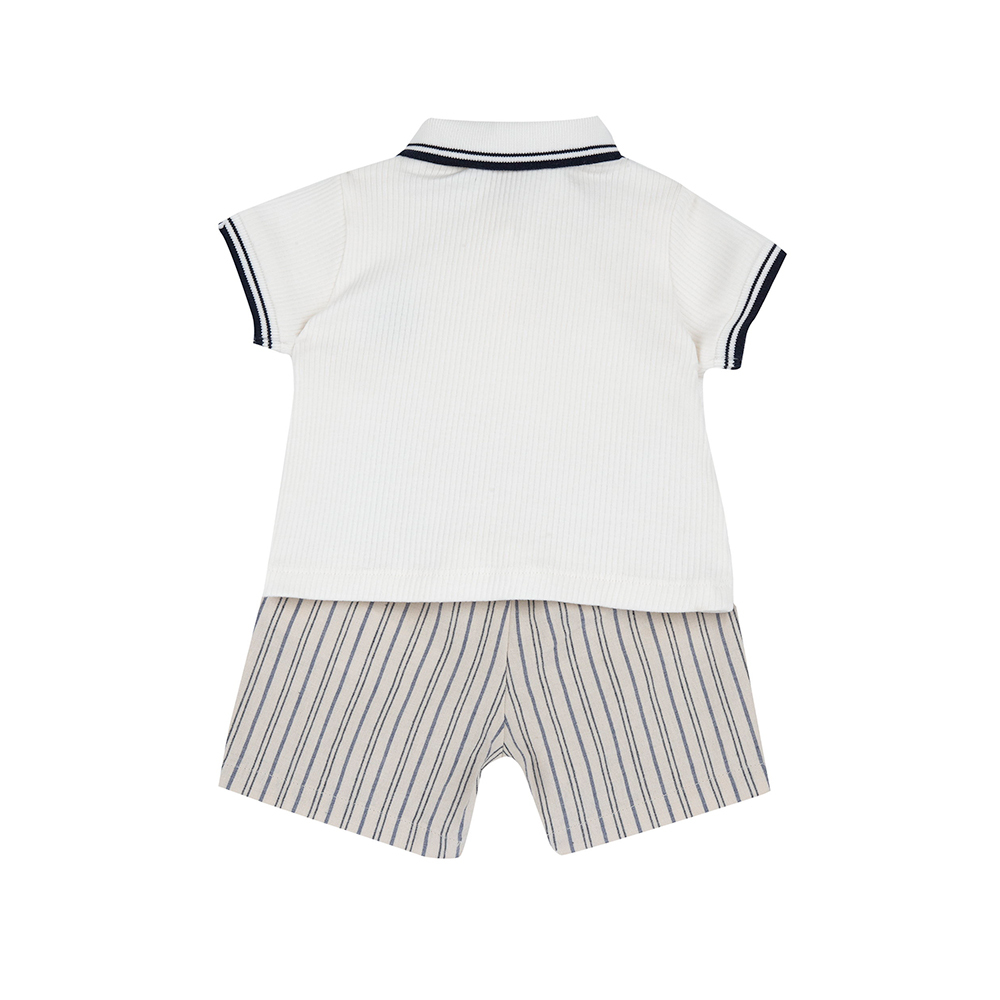 海洋帆船-POLO上衣+直條短褲短袖套裝