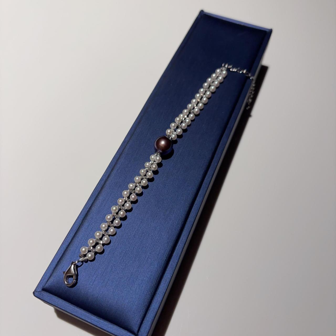 A11 - 愛迪生紫珠編織手鏈款（配盒）純銀扣可適當調節長短 * 愛迪生紫珠10-11mm