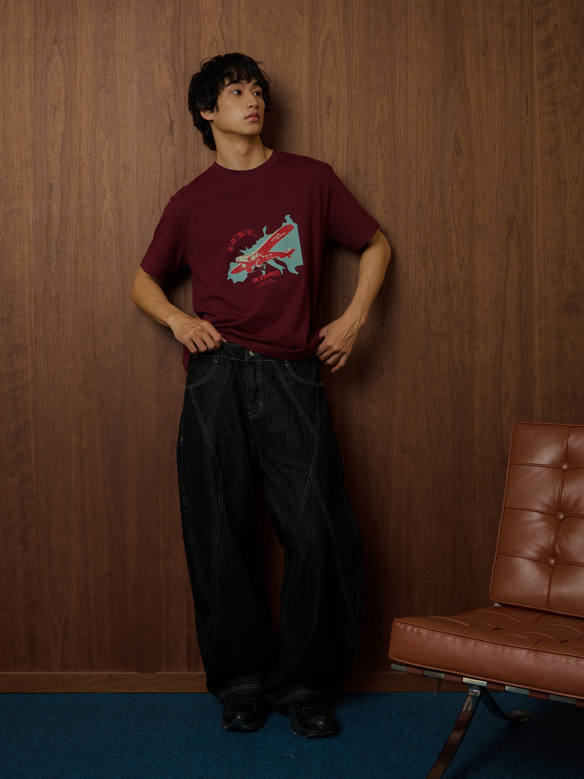 特殊剪裁彎刀褲