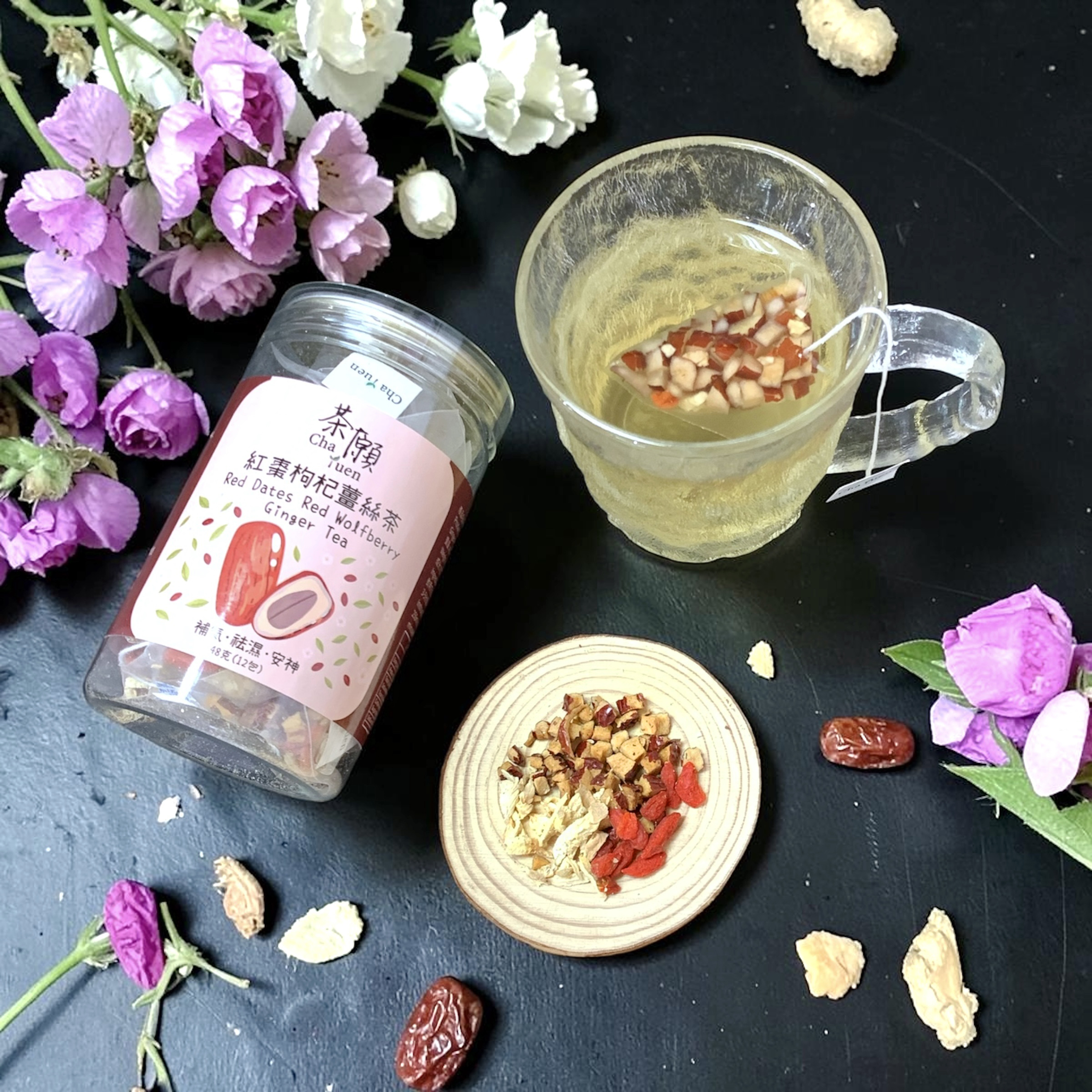 茶願 - 紅棗枸杞薑絲茶  (12包裝) 補氣 祛濕 安神
