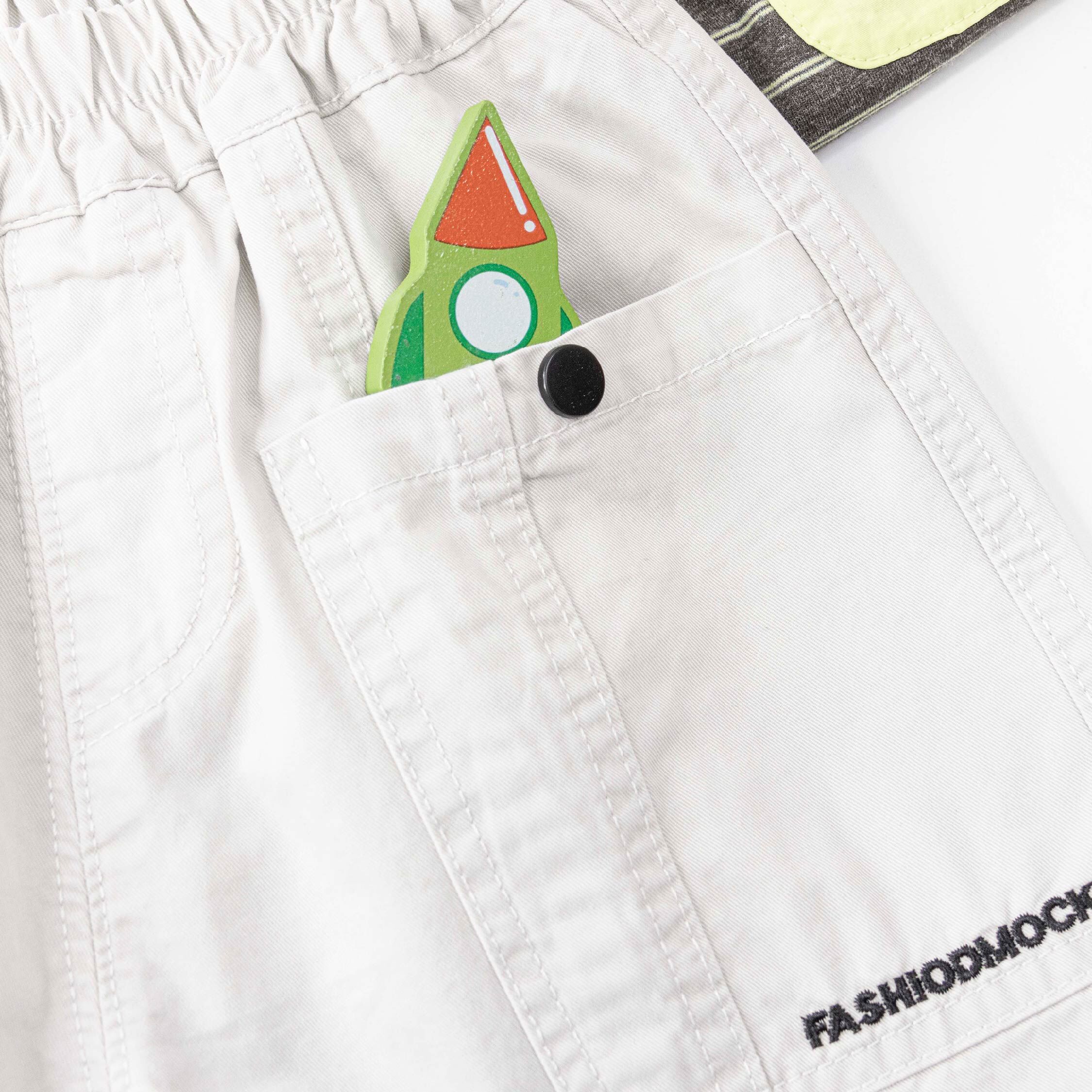 時尚英字大口袋設計短褲 (H60014)