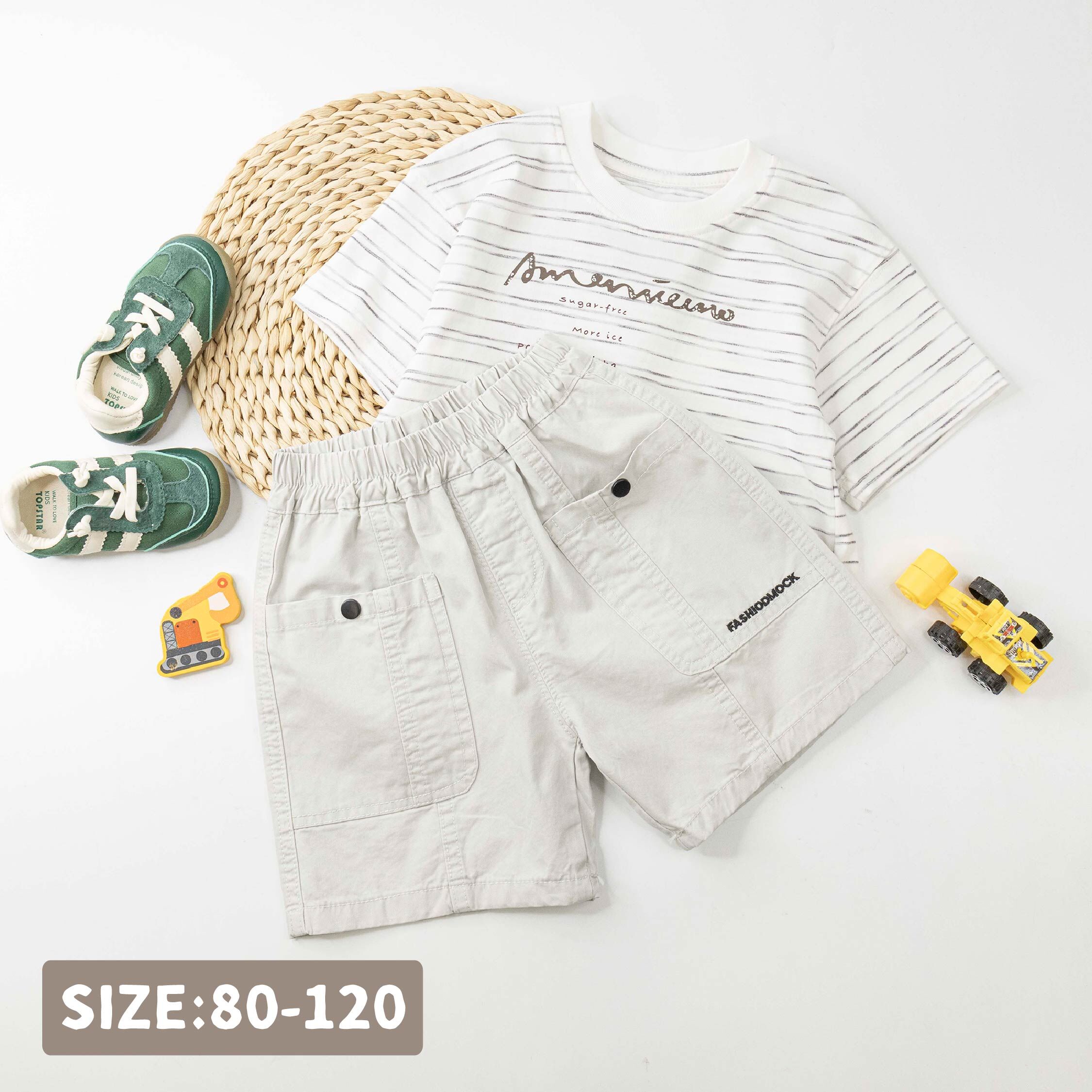 時尚英字大口袋設計短褲 (H60014)