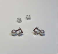 A19 -  AKOYA音符純銀防敏耳針耳環（配盒）* AKOYA 5-6mm銀灰