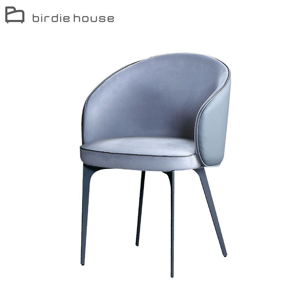 柏蒂家居-達斯灰色科技布面扶手餐椅/休閒洽談椅/單椅