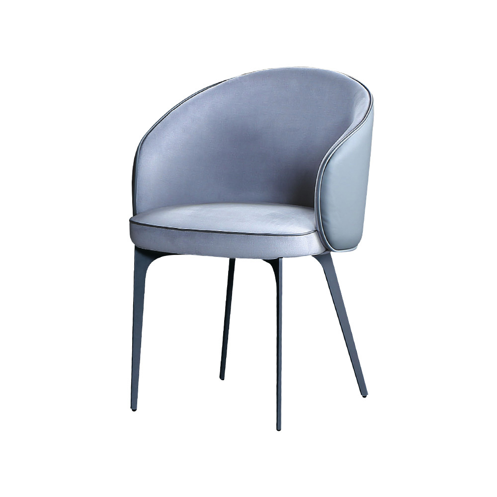 柏蒂家居-達斯灰色科技布面扶手餐椅/休閒洽談椅/單椅