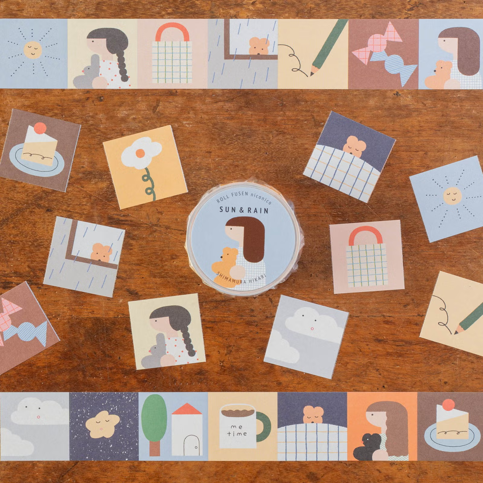 小方形 捲式便利貼 | しまむらひかり「SUN&RAIN」/ 手紙社 / JAPAN