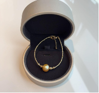 A23 - 天然南洋金珠時來運轉純銀手鏈（配盒）* 天然南洋金珠10 mm