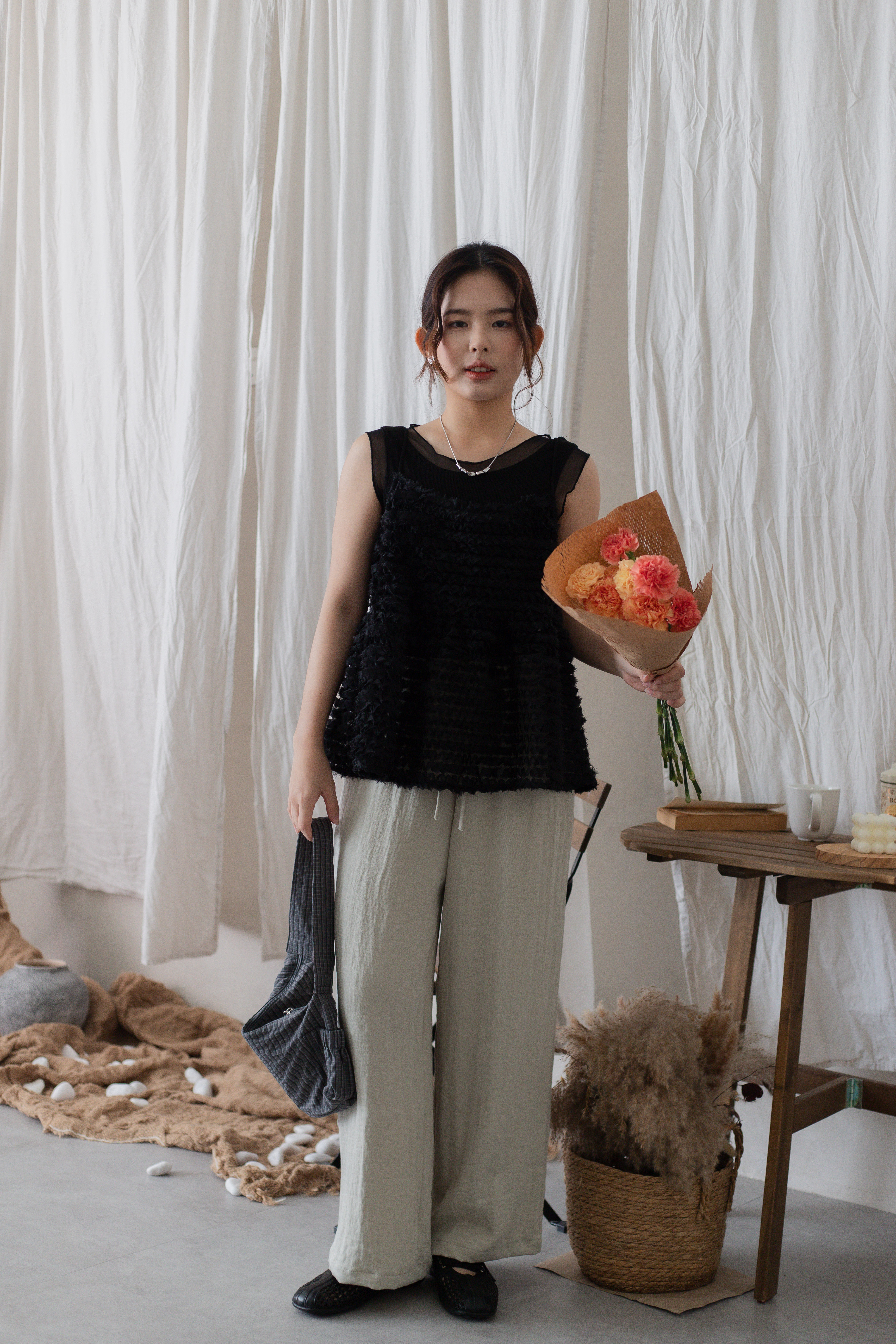 Ginny Layered Cami Top Black -2702BVBLK