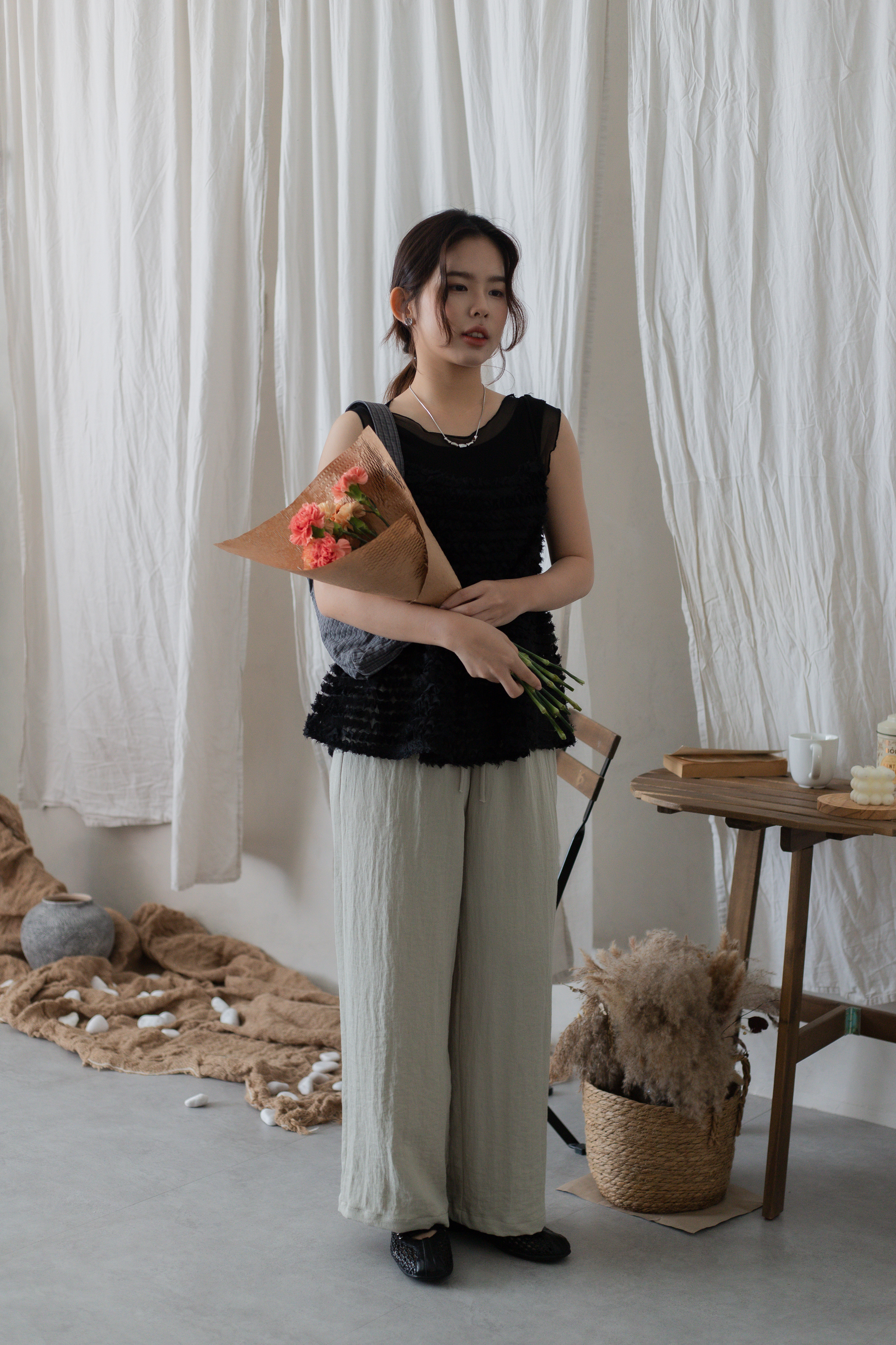 Ginny Layered Cami Top Black -2702BVBLK