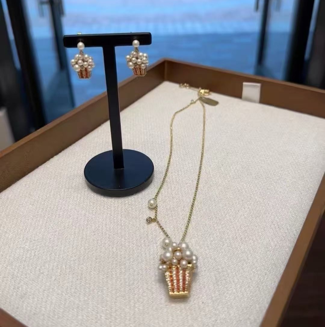 Kate Spade 女款 爆谷圖案 頸鏈/耳環