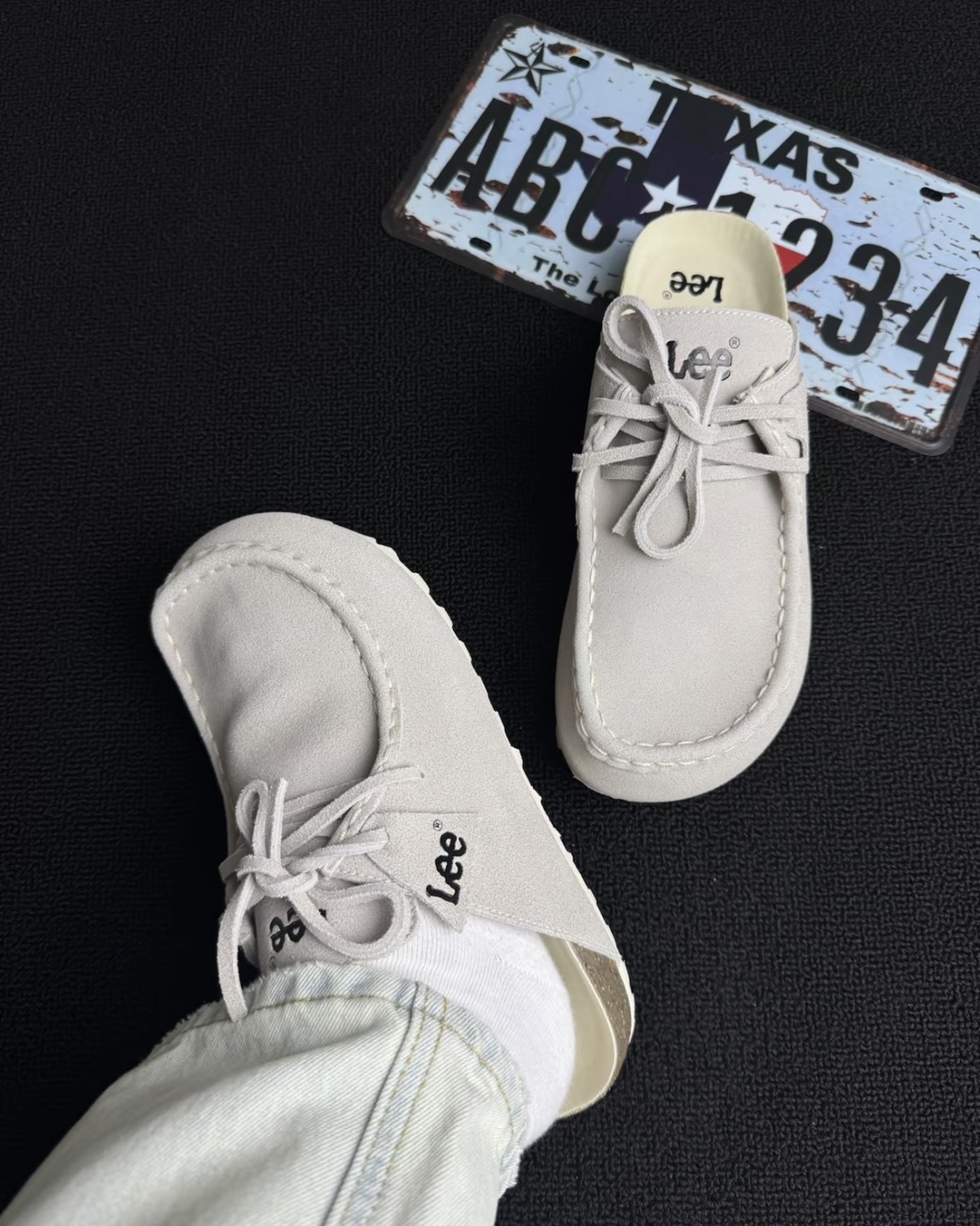 Lee 麂皮 袋鼠 鞋型 穆勒鞋 包頭 勃肯 2色