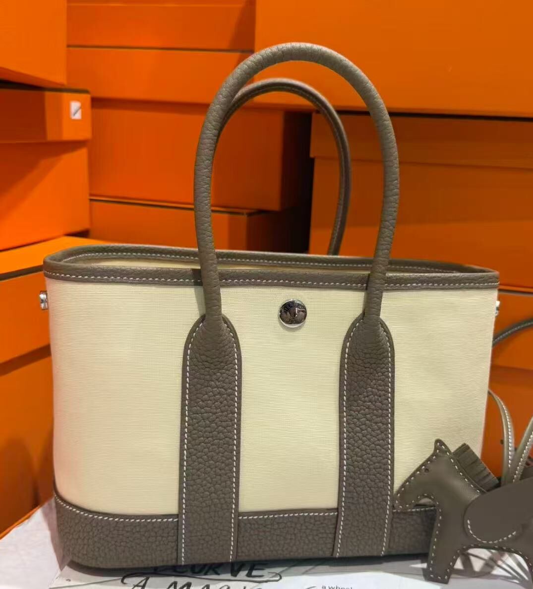 HE127-Mini GP 香草色拼大象灰帆布-M