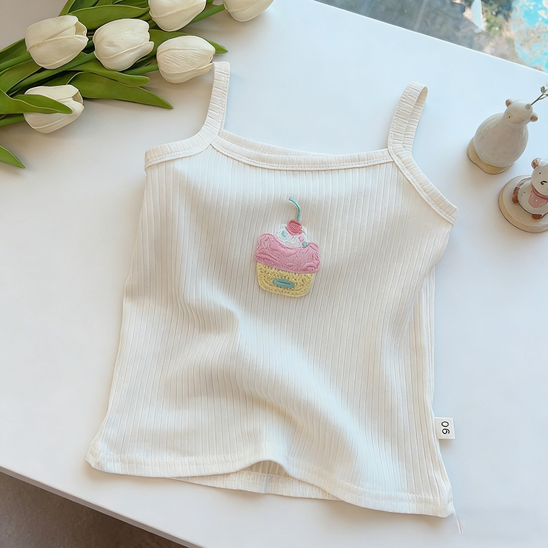 《3284》冰絲刺繡小圖細肩背心(90-140)