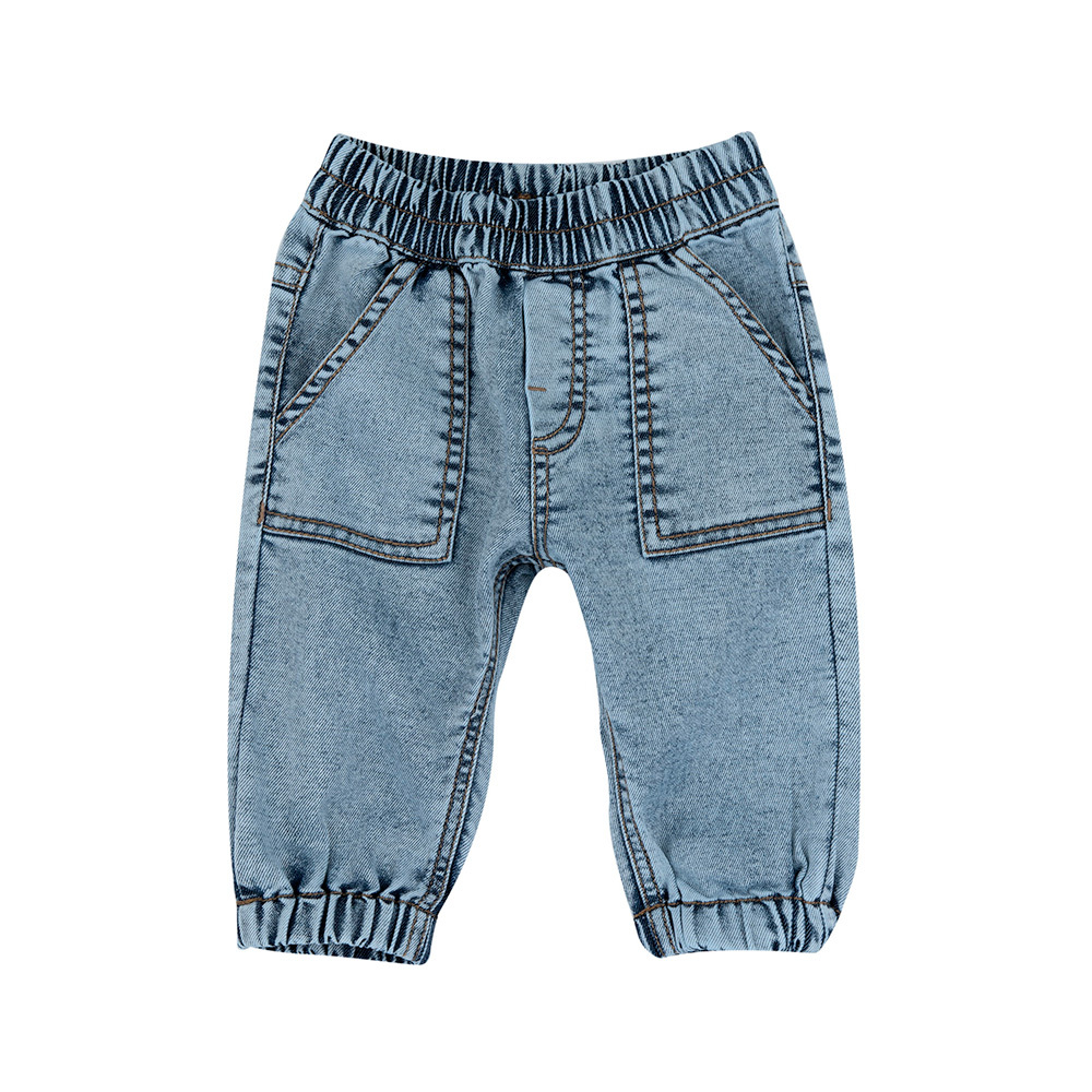 帆船假期-刷白束口牛仔長褲