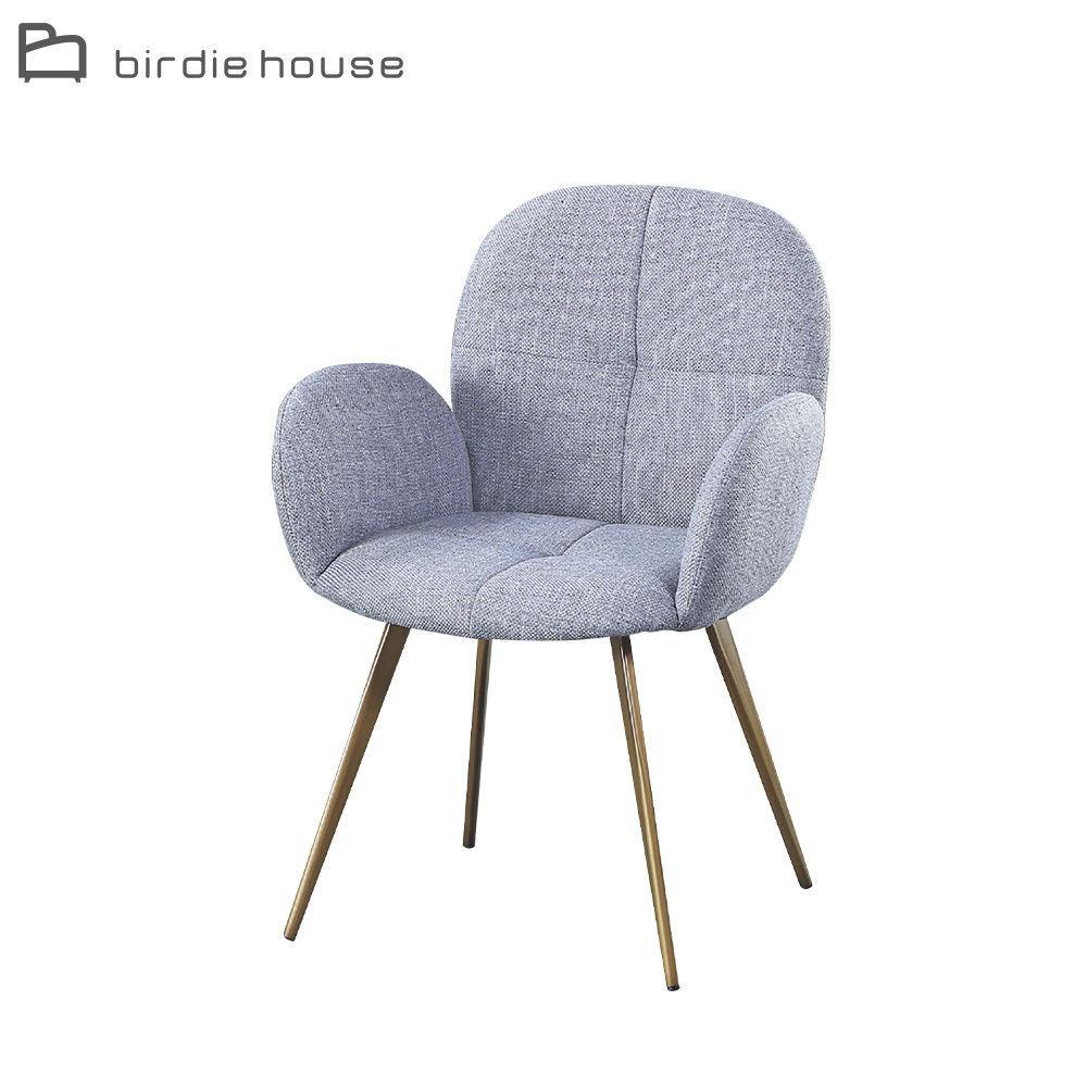 柏蒂家居-沐尼灰色布面扶手餐椅/休閒洽談椅/單椅