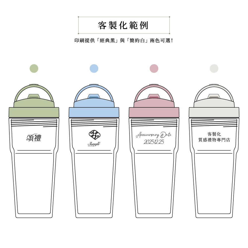 頌禮 × WOKY 聯名｜客製化雙層透明杯750ml｜SGS認證不滴水｜純透質感設計・送禮首選