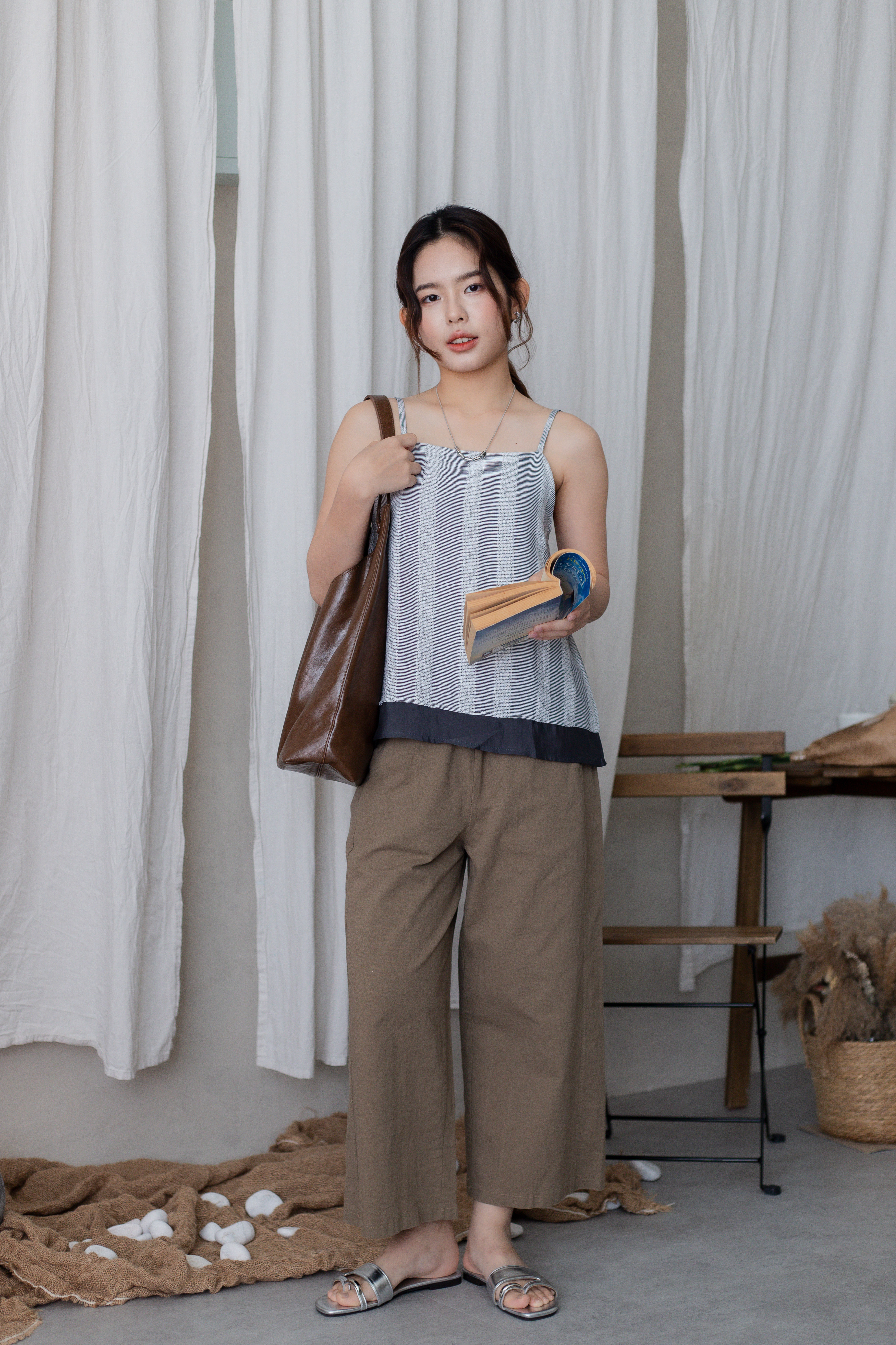 Cenne Paneled Cami Top Grey- 2709BVGRY