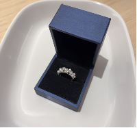 A27 - 圓滿純銀戒指 （配盒）* 天然淡水月光粉3mm總共13粒