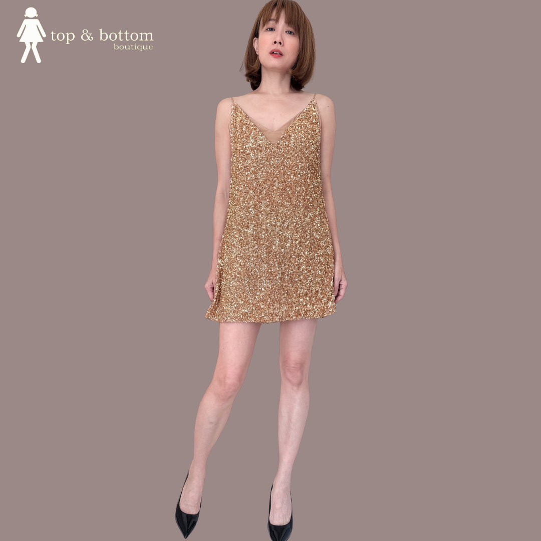 STRAP SEQUINNED SHORT DRESS