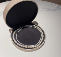 A29 - 天然淡水雙鏈珍珠純銀頸鏈（配盒）15.5吋 * 天然淡珍珠 3mm/8mm