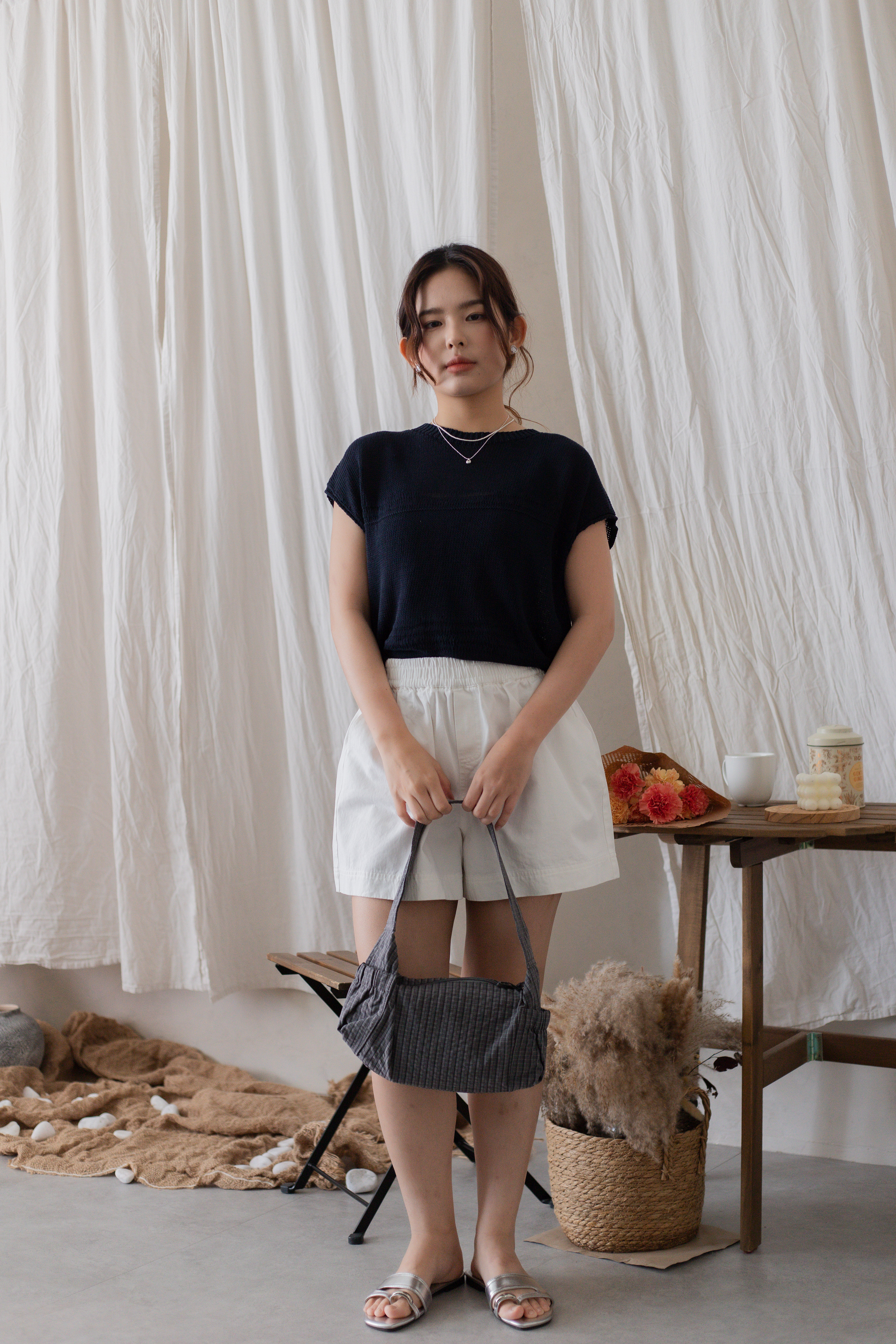 Colette Cross Over Knit Top Navy -2713KSNAV