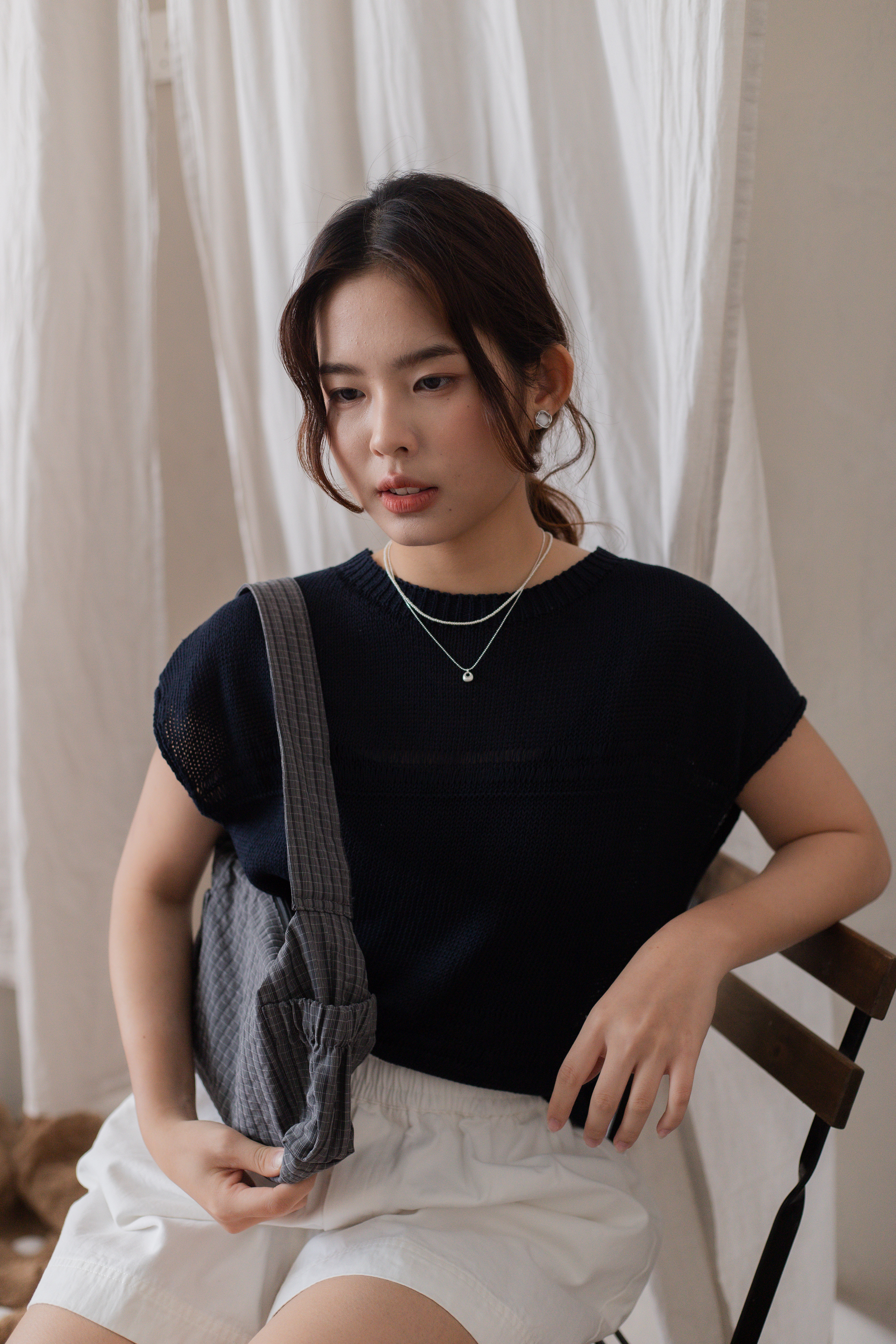 Colette Cross Over Knit Top Navy -2713KSNAV