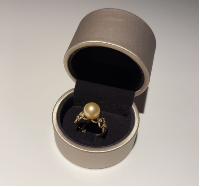 A31 - 海水金珠豬鼻款戒指（配盒）* 海水金珠8-9mm