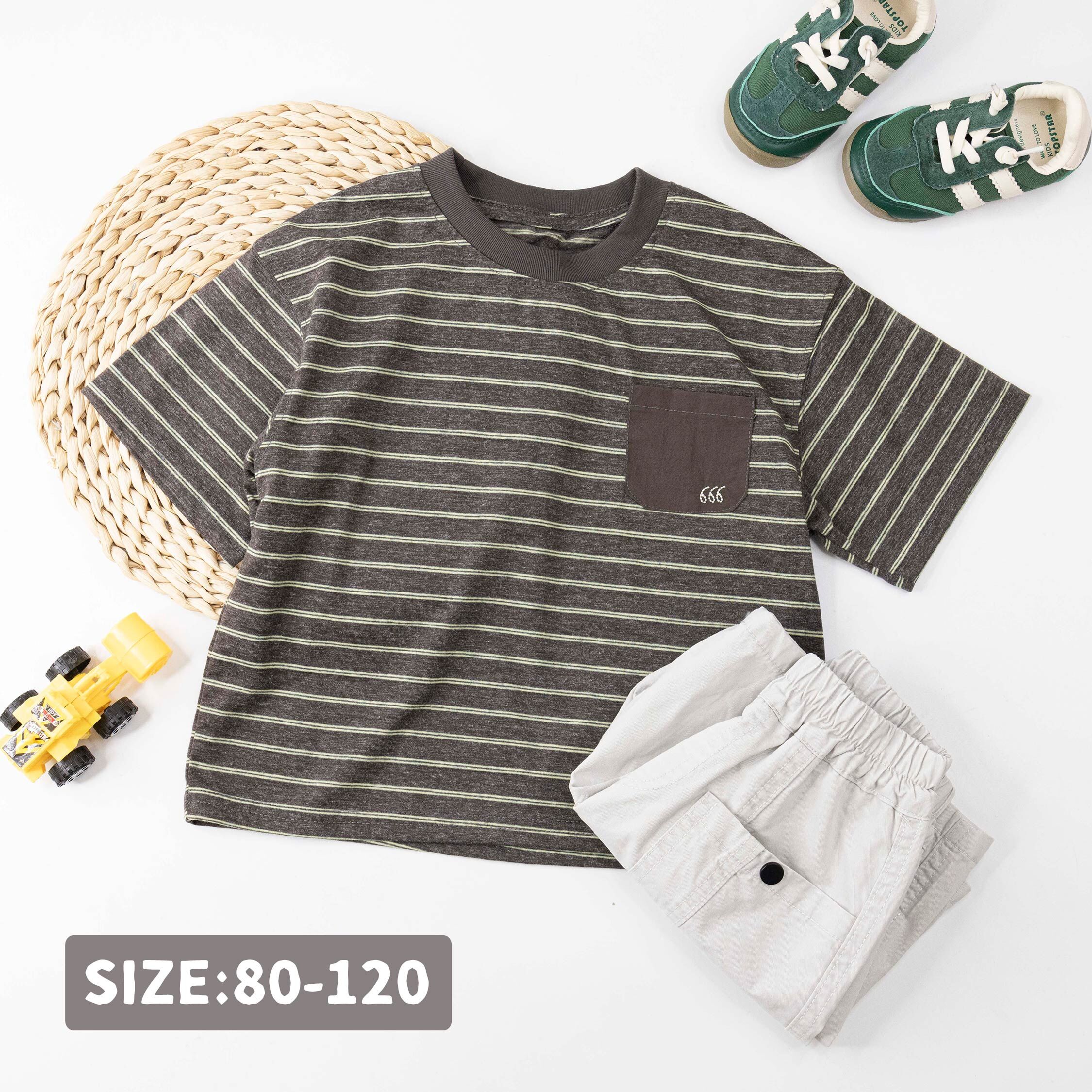 經典條紋數字縫線上衣 (H60060)