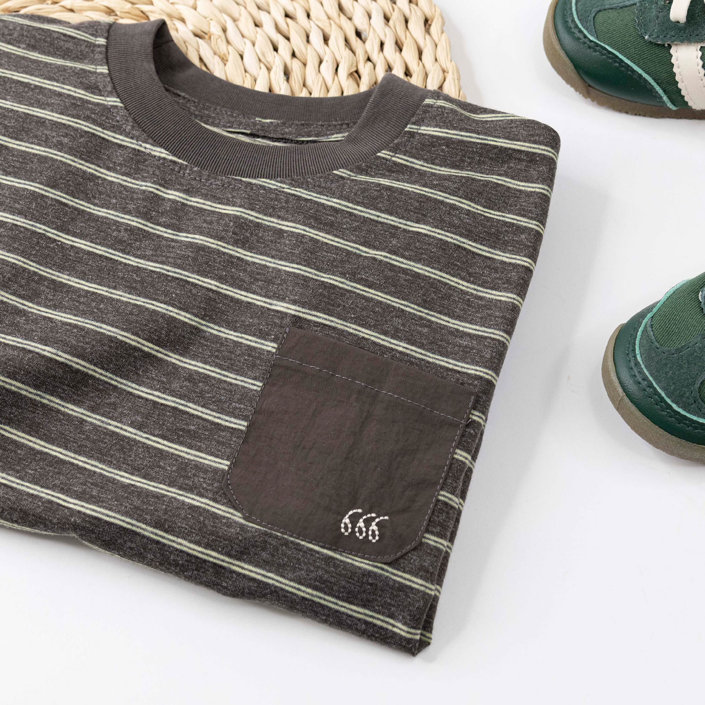 經典條紋數字縫線上衣 (H60060)