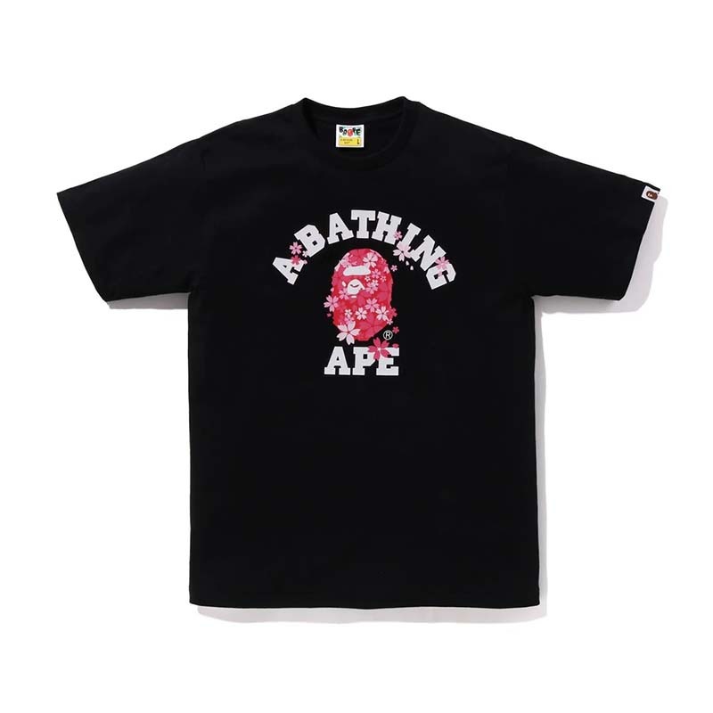BAPE Sakura College Tee 猿人 櫻花 短袖 黑色 1K22110035-BK [台灣現貨]
