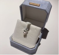 A33 - 海水粉色AKOYA閃鑽蝴蝶結純銀吊墜（配盒）* 海水AKOYA 7mm 帶粉色