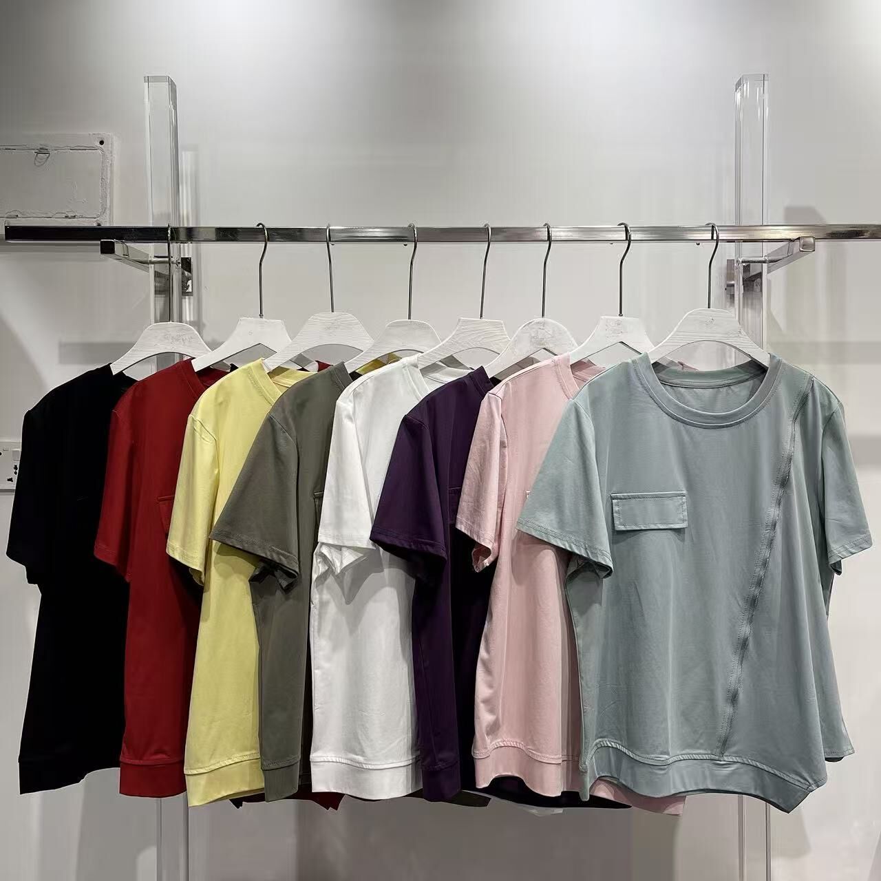 【預訂】斜拉鍊裝飾假口袋不規則腳棉TOP (E37-E44)