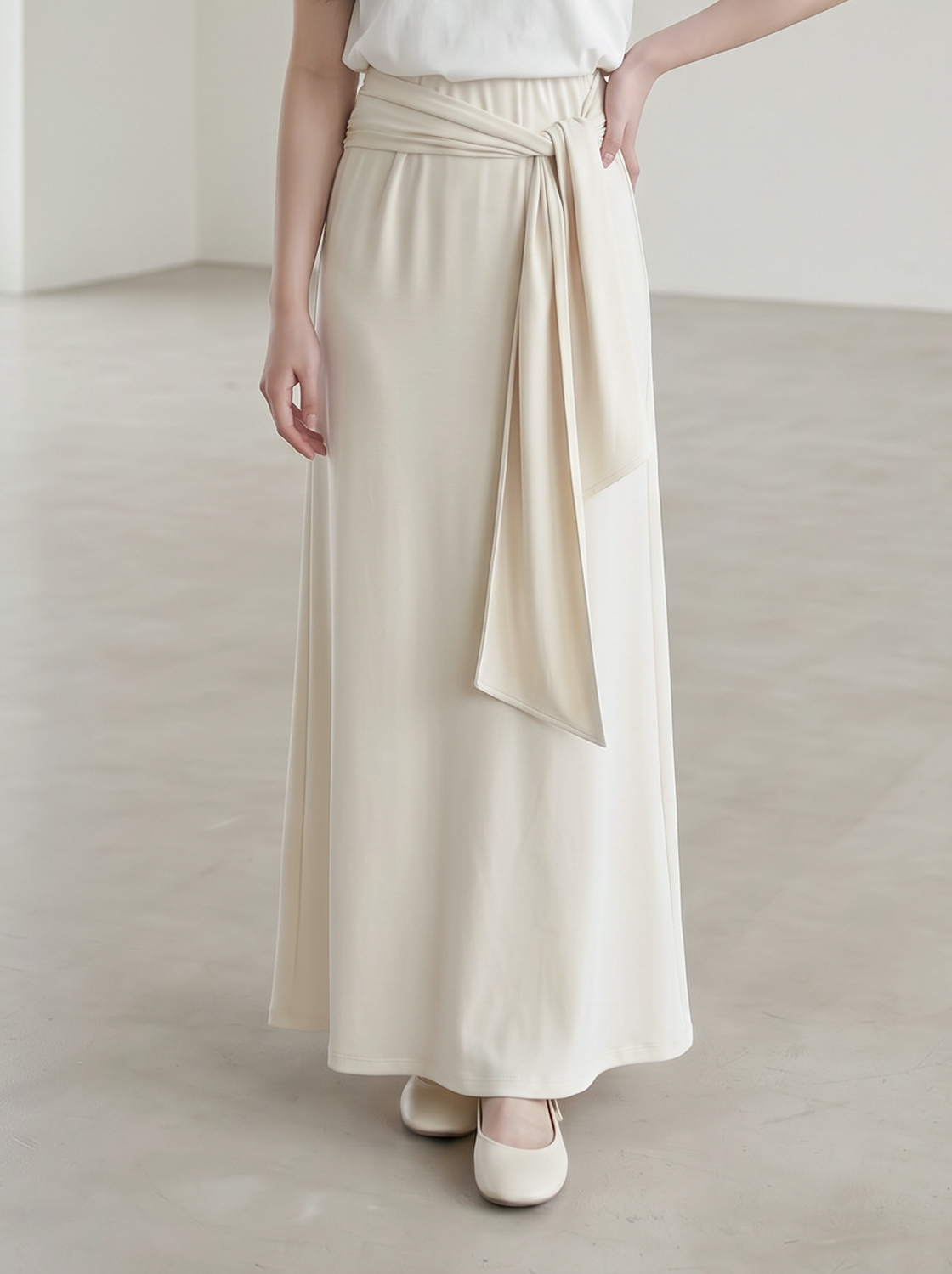 【單件9折】【期間限定】簡約綁帶長裙