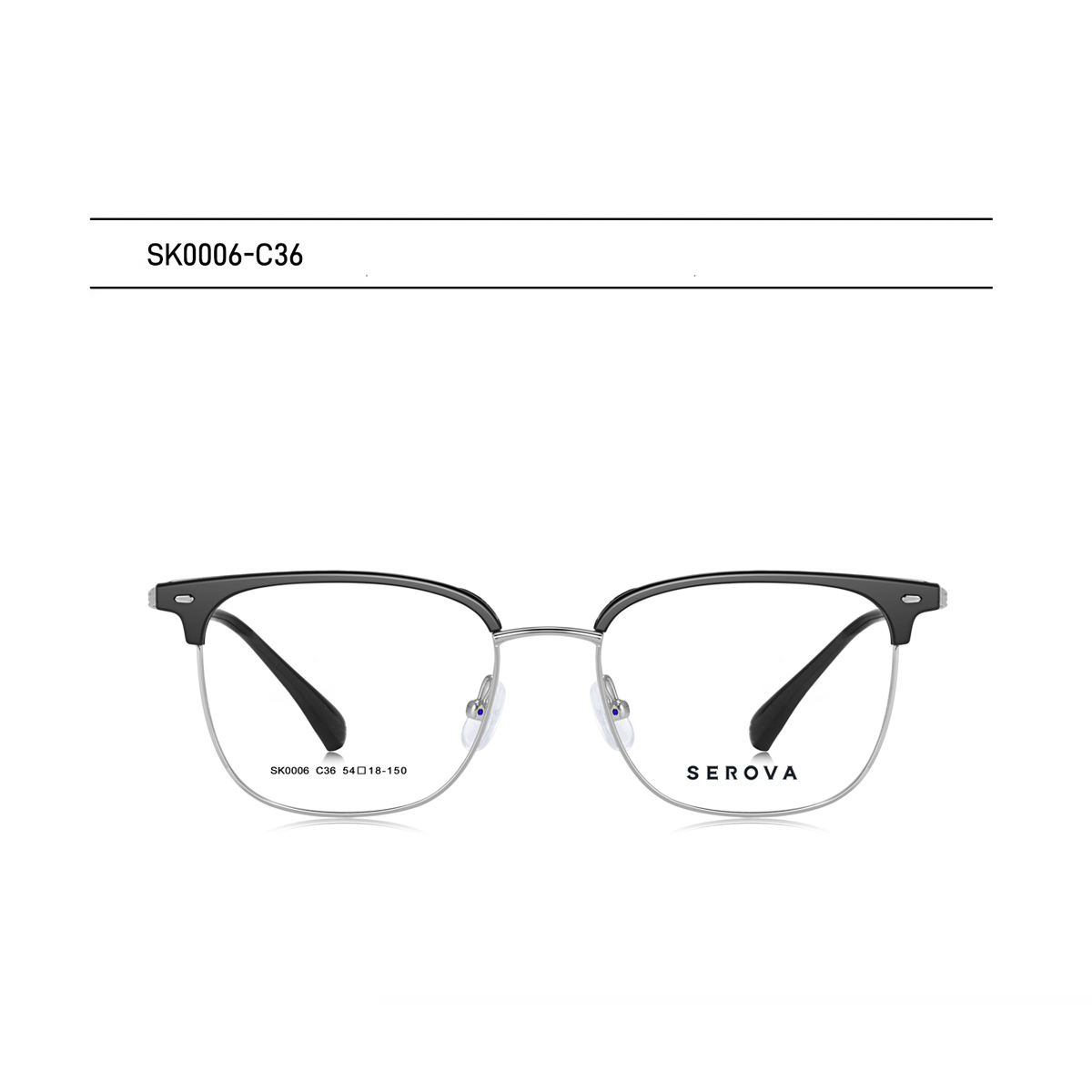 【SEROVA】SK0006 C36 眉框光學眼鏡♦(銀) #梓渝聯名禮盒款