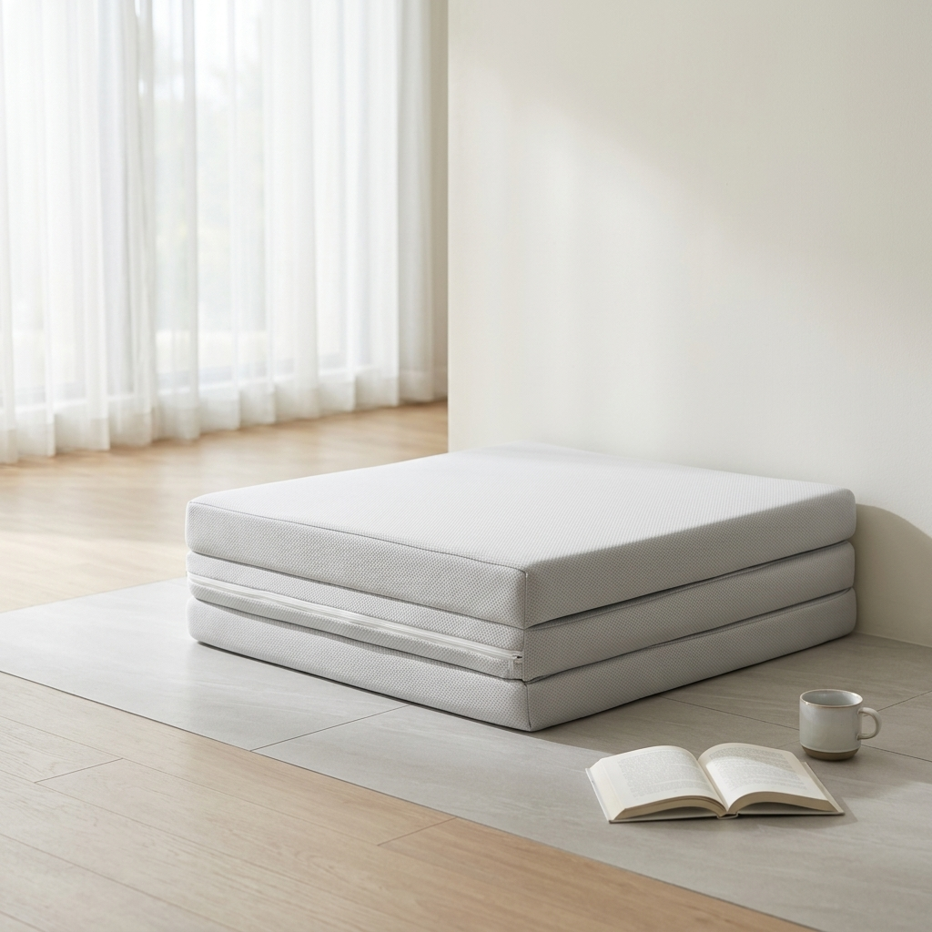 折疊床收折起來的情境圖