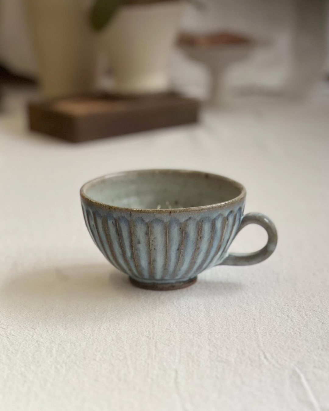 手工陶器 青萩雕刻 闊口杯｜信樂燒