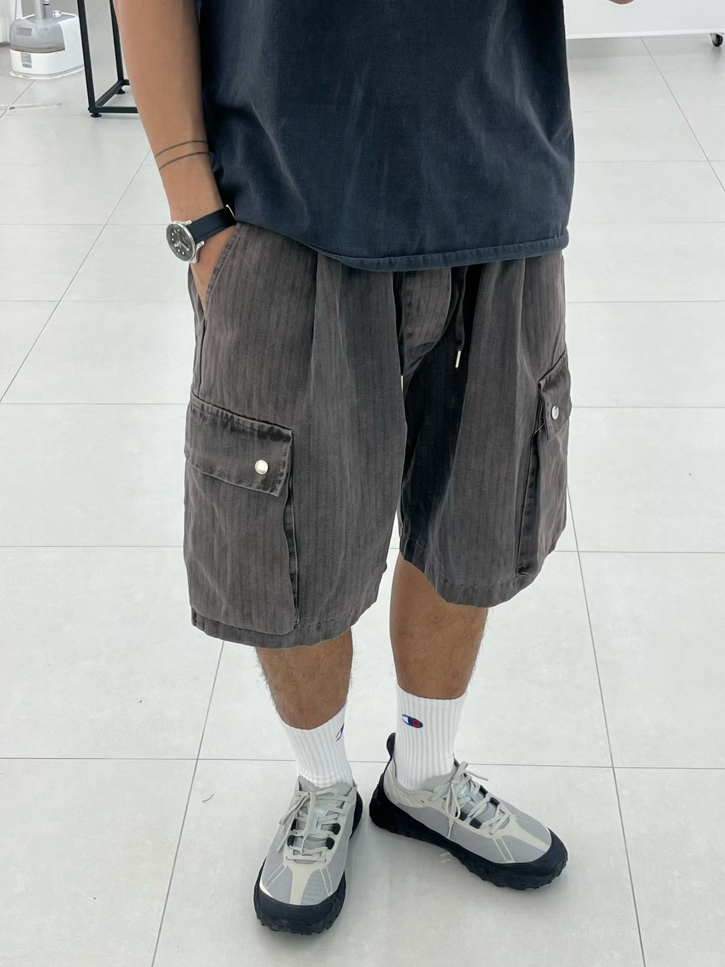 K3 直紋5分口袋短褲